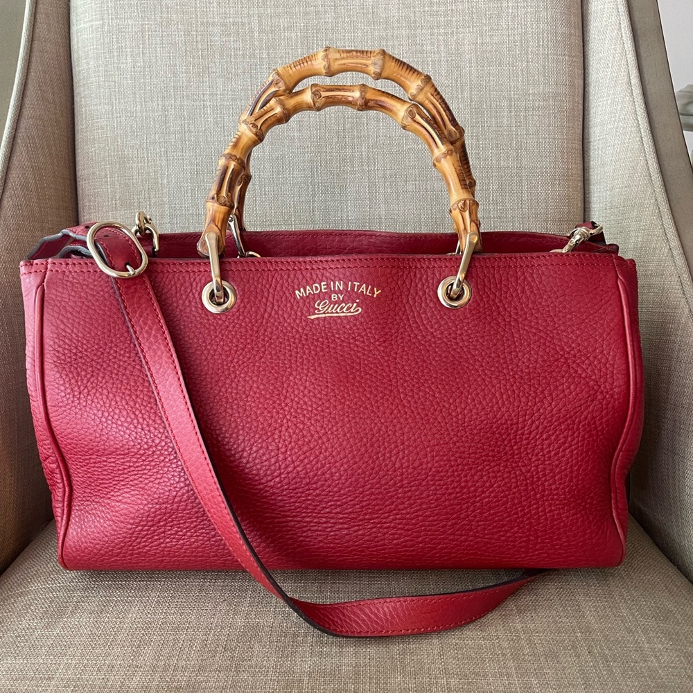 Authentic Gucci Bamboo two way shoulder bag 323660 520981 (F72) - Picture 1 of 16